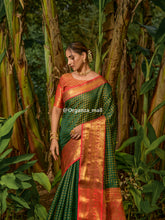 Forest Green  Zari Worked With Royal Pink Color Pure Banarasi saree